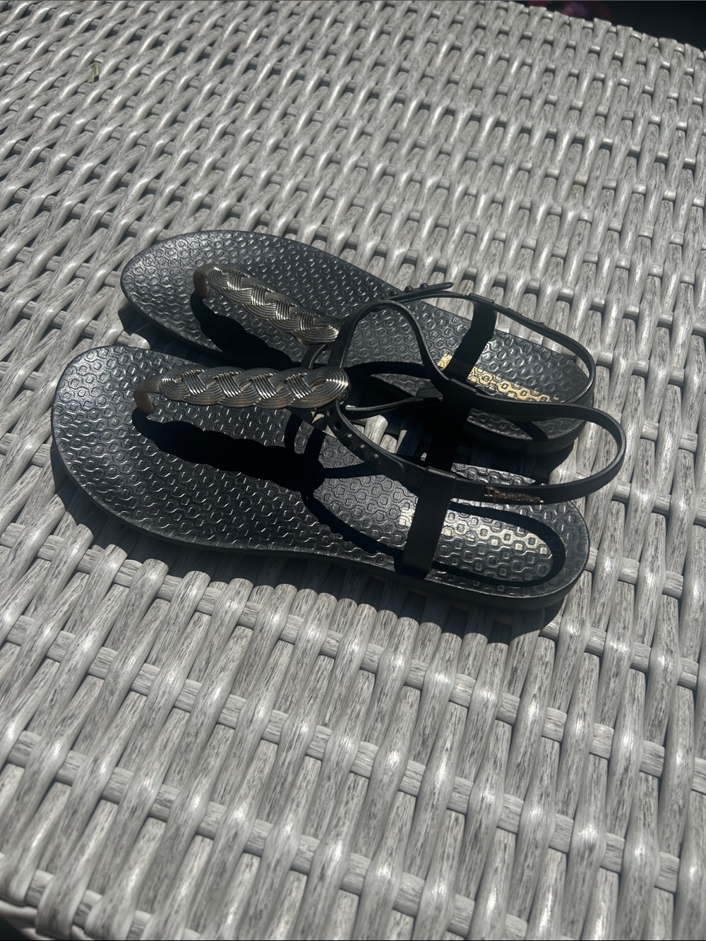 Ipanema Braided T-Strap Sandals with golden accents